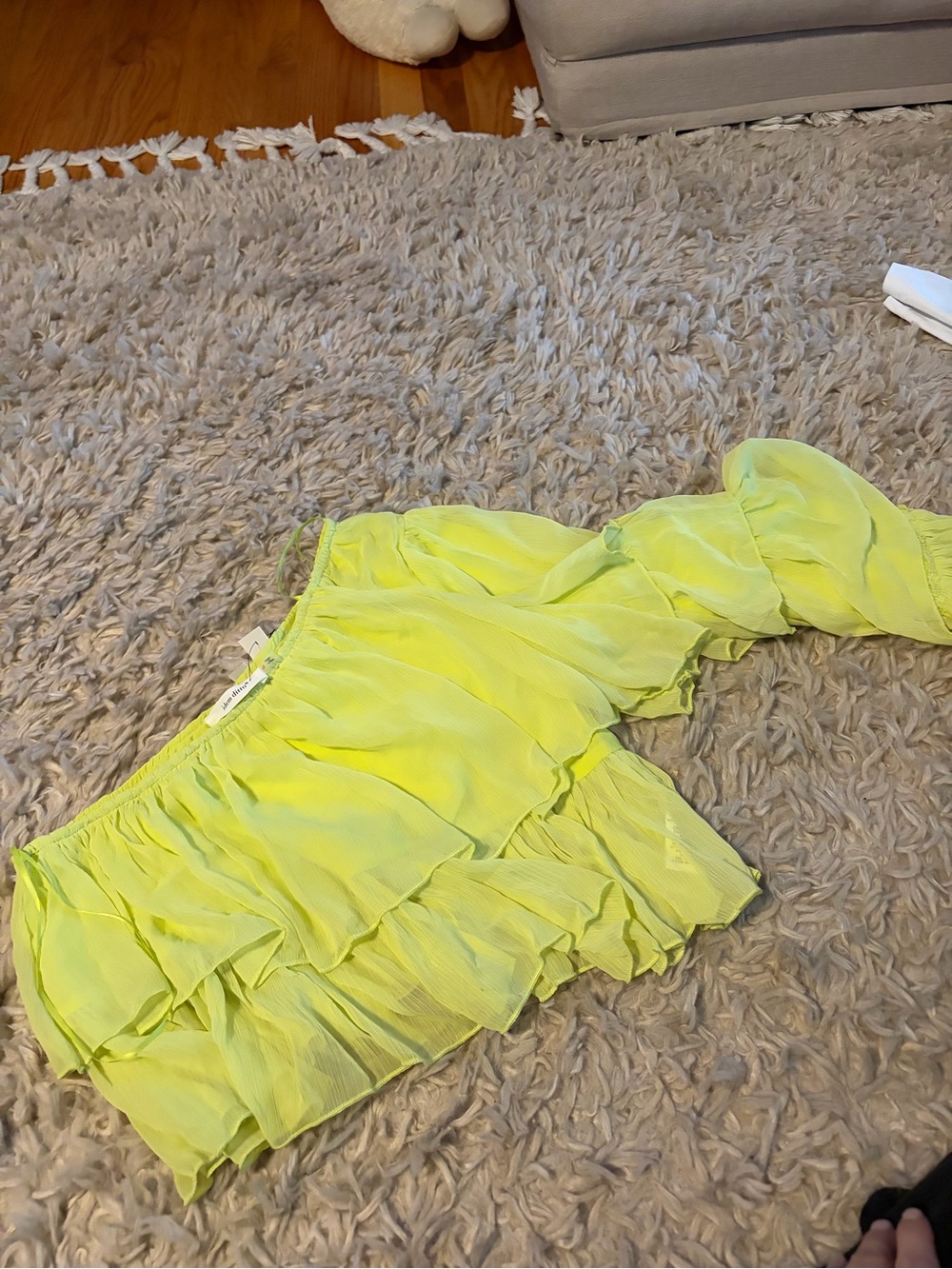 Women’s Off-Shoulder Ruffle One-Piece in Neon Yellow